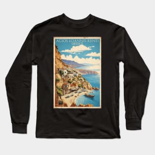 Agios Loannis Renti Greece Vintage Tourism Travel Long Sleeve T-Shirt